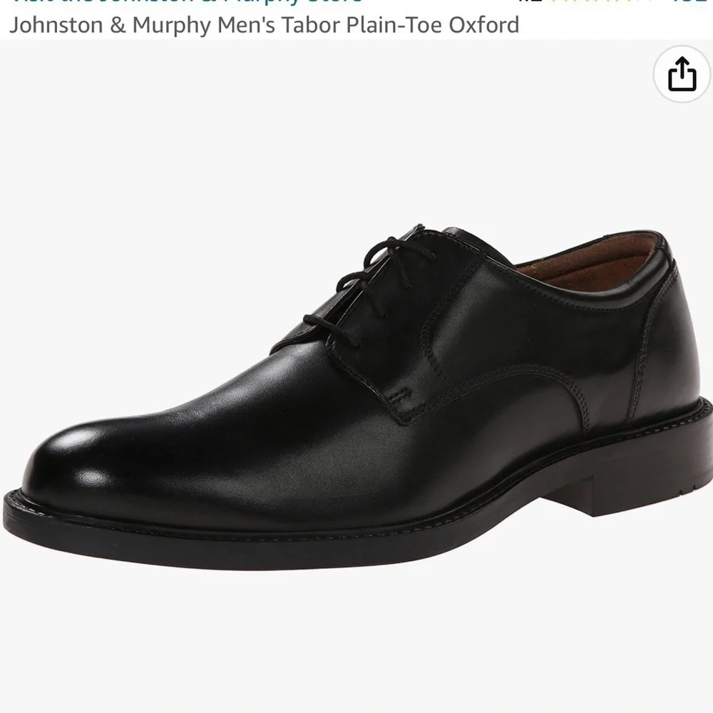 Johnston & Murphy Men’s Tabor Plain Toe Oxford black leather lace up shoes Sz 13